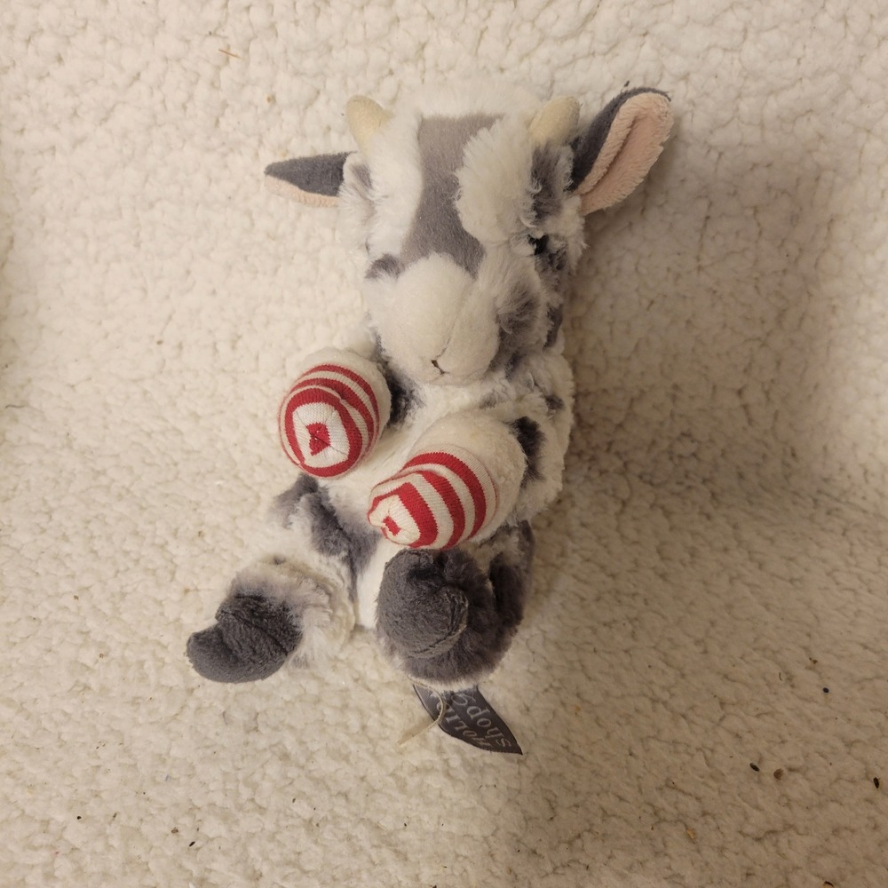 900 North Michigan Shops Chicago Goat Plush‎ Grey White Striped Mittens 8"